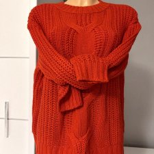 Sweter Vero Moda r.S kolor czerwony ciepły gruby splot warkocze