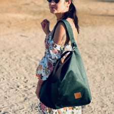 Duża torba worek z eko zamszu "Mili Chic MC7"- butelkowa zieleń