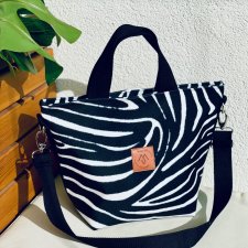 Torba listonoszka z weluru tapicerskiego "Mili Basic" - zebra