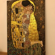 REPRODUKCJA OBRAZ NA PŁÓTNIE AKRYL GUSTAV KLIMT - POCAŁUNEK 120X80 CM