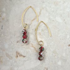 kolczyki CLOISONNE red -srebro 925 złocone 24K