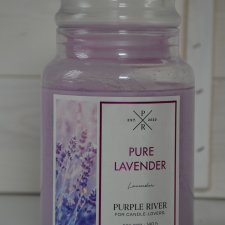 nowa duża świeca Purple River Pure Lavender wosk sojowy sojowa 623 g 140 h