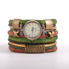 zegarek-bransoletka zielono- złoto- brązowy