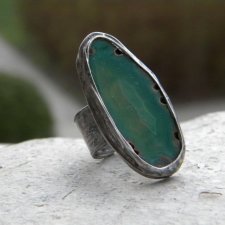 zielony agat  - pierścionek