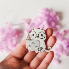 Broszka kotka z fishbookiem