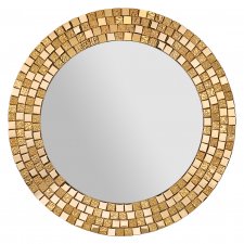 Złote lustro okrągłe, złote lustro ścienne, lustro mozaikowe w złotej oprawie, lustro do łazienki, Agost, BALMAKO 70 cm