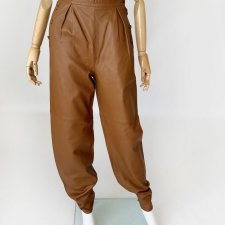 Skórzane włoskie spodnie vintage z wysokim stanem