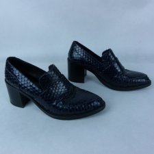 Elvio Zanon buty obcas klocek czółenka skóra wzór węża / 37