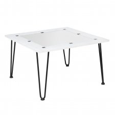 Biały stolik kawowy, stolik kwadratowy, biało czarna mozaika, stolik kontrastowy, metalowe nogi typu szpilki hairpin, rozmiar 70x70 cm, Salvi, BALMAKO