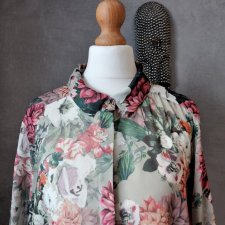 Szyfonowa długa tunika koszula floral XS S M