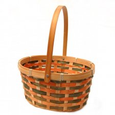 Koszyk, kosz pleciony, zielono-pomarańczowy, bambus
