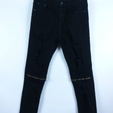 Shein czarne spodnie jeans dziury zamki 10 / 38