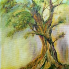 Obraz olejny ręcznie malowany 40x60 cm Drzewo las