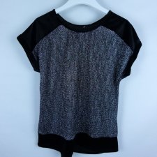 Oasis metalizowana bluzka srebrna z czarnym welurem / 8 - S