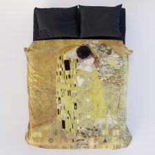 Dekoracyjny komplet pościeli z secesyjnym obrazem Gustava Klimta "Pocałunek" - bawełna premium 160 x 200 cm