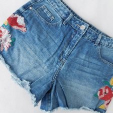 MATALAN - JEANSOWE SZORTY - KWIATY - 38