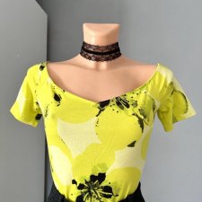 Bluzka Guess r. S bawełna modal limonkowa w kwiaty