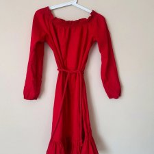 Esmara S 36 55% len 45% bawełna sukienka czerwona