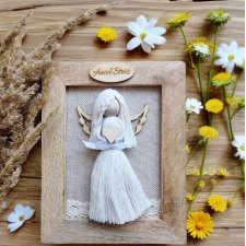 Anioł Stróż w ramce ręcznie wykonany na prezent Ad12