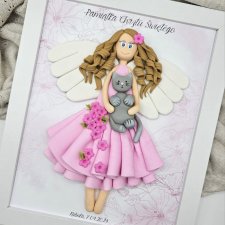 Anioł Stróż w ramce - prezent dla dziewczynki