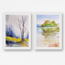 Dwa Pejzaże- obraz  akwarela