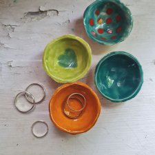 4 miseczki na pierścionki lub inne małe skarby - ceramika handmade