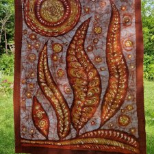 Batik obraz - Słońce i drzewa