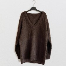 Unikat ręcznie robiony sweter wełniany brązowy