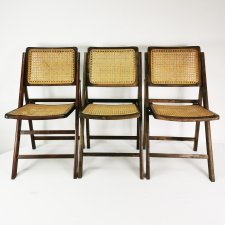 Zestaw składanych krzeseł z rafią, Dania, lata 60.