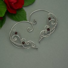 Oryginalne nausznice kolczyki granat zausznice wire wrapping