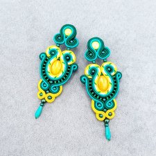 "Lemon" żółto zielone wiosenne kolczyki sutasz z jadeitem