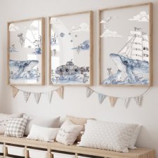 Zestaw 3 obrazki, plakaty - Podniebny ocean Nr2