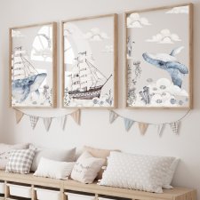 Zestaw 3 obrazki, plakaty - Podniebny ocean Nr3