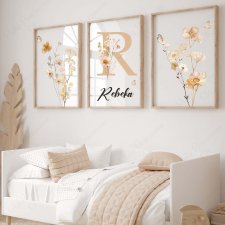 Zestaw 3 plakaty, obrazki Polne Kwiaty Boho nr. 1