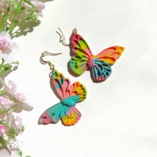 Kolczyki duże kolorowe motyle mozaika