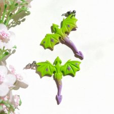 Kolczyki smoki zieleń-fiolet