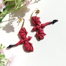 Kolczyki smoki ombre róż-czerń