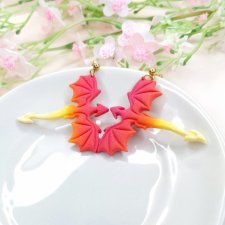 Kolczyki smoki ombre pomarańcz-żółć