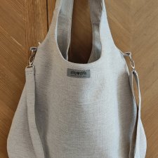 Duża damska jasna xxl torba boho worek shopper beżowo szara