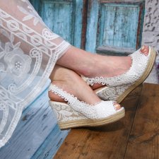 Espadryle ślubne Boho ivory - wysokość 10 cm - rozmiar 38