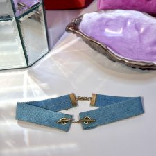 Naszyjnik choker dżinsowy