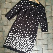GERRY WEBER M / 38 biznesowa midi * klasyczna * mała czarna w grochy * ponadczasowa * sukienka