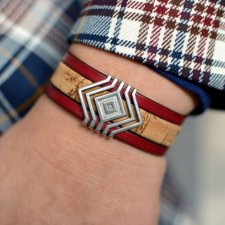 BRANSOLETKA KOREK +SKÓRA MAGNETOOS ETNY bordo