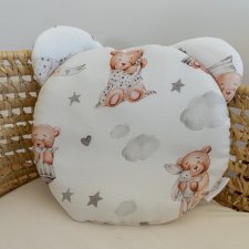 podusia bambusowa z uszkami uszy poduszka płaska dla niemowlaka miś