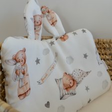podusia bambusowa z uszkami uszy poduszka płaska dla niemowlaka