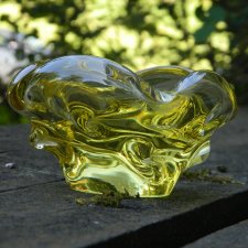 POPIELNICZKA szkło dekoracyjne MURANO? CZECHY? ciężka * cytrynowa popielnica