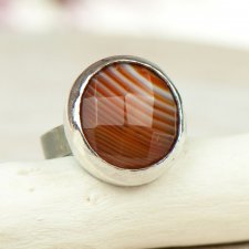 Minimalistyczny pierścionek z agatem w srebrze a663