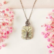 Naszyjnik Drzewo Życia Agat stal chirurgiczna wisiorek handmade wirewrapping