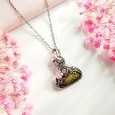 Naszyjnik Labradoryt Kwiatki stal chirurgiczna wisiorek handmade wirewrapping