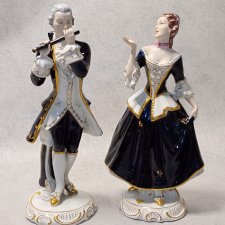 ROYAL DUX Para Dworzan Czechoslowacja Kobaltowa Para Rokoko